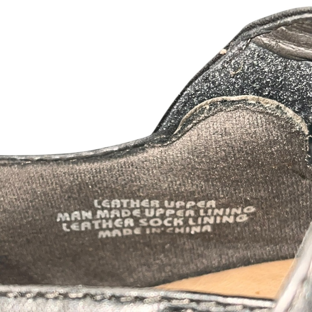 Earth Gray Clover Mary Jane Leather Shoes Size 7 B - Picture 5 of 6